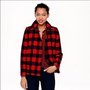 J. Crew Holiday 2013 Buffalo Check Pea Coat *EUC*